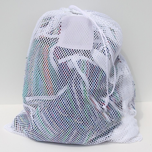 New Champion 24"x36" Mesh Ball Laundry Gear Drawstring Bag Cord Lock & ID White 
